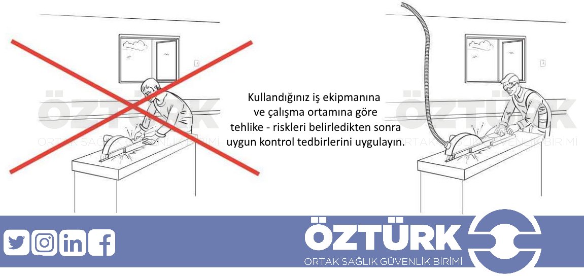 Kullandığınız iş ekipmanına ve çalışma ortamına göre tehlike ve riskleri belirledikten sonra, uygun kontrol tedbirlerini uygulayın. #isg #osgb #ankara #öztürk #işgüvenliği #hse #safety #riskassessment #tehlike #tedbir #riskanalizi