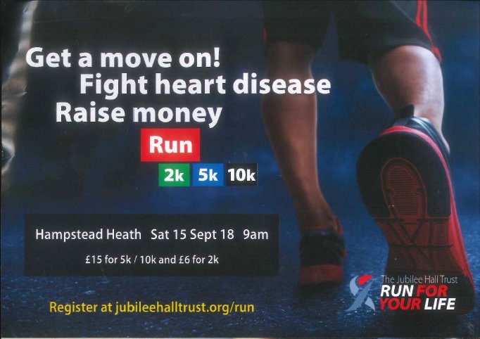 🏃‍♂️ Do you want to exercise while raising money for a good cause?

The Jubilee Hall Trust is organising an event for walkers and runners near Hampstead Heath

Find out more about it here 👉 jubileehalltrust.org/run