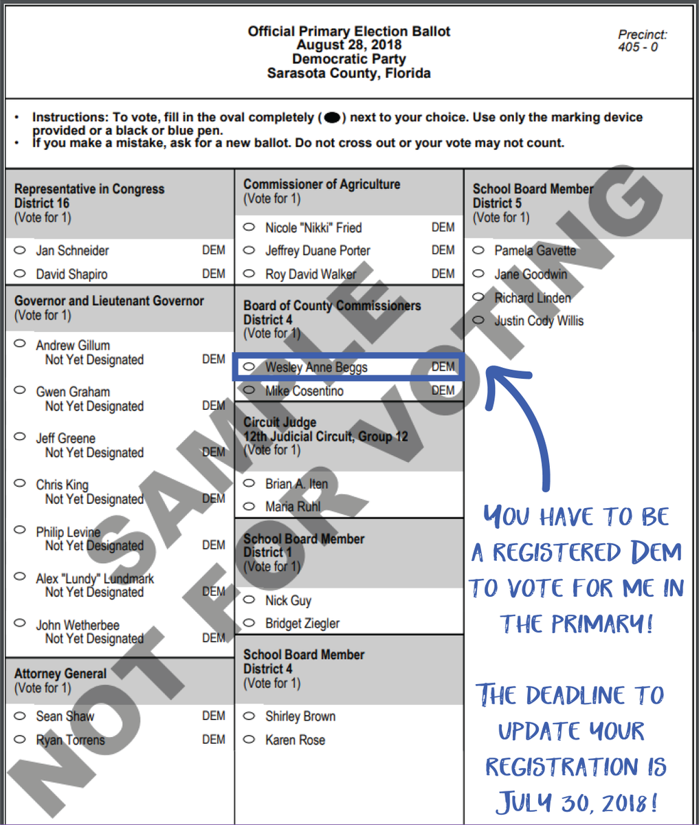 WinWithWesley's tweet photo. 🚨Attention #Sarasota County voters🚨: You have to be a registered #Democrat to vote for me in the primary! The LAST day to update your registration is July 30! Don't miss out on your first opportunity to #WinWithWesley! https://t.co/fduPvwArUa