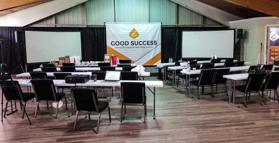 GoodSuccess_'s tweet photo. The office is coming together nicely for the Community Go-Giver event!
•
20 more chairs to set up and getting our merch table set. See you guys tomorrow!
.
#goodsuccess #flippinggary #realestate https://t.co/FM3nSDIejd