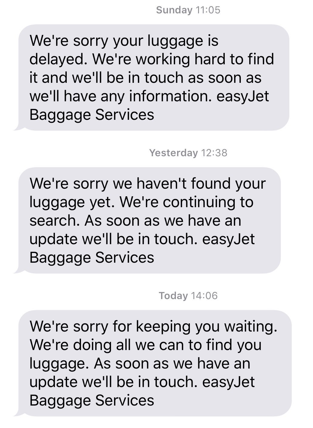 easyjet lost luggage