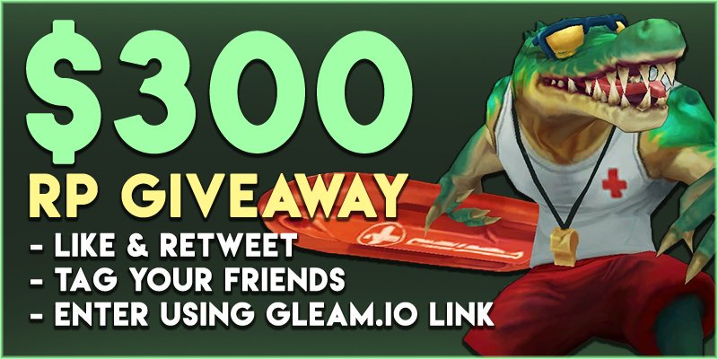 SoloRenektonLoL's tweet image. 💵 SoloRenektonOnly - 45,000 Riot Points Giveaway! 
💰 15,000 Riot Points to 3 LUCKY Winners!
➡️ gleam.io/knnDe/300-rp-g… … 
🔂 Make sure to Like, Follow, and Retweet this tweet!
📌 Tag your friends!
💳 Must have PayPal to collect funds!
 🥳 Best of luck everyone!