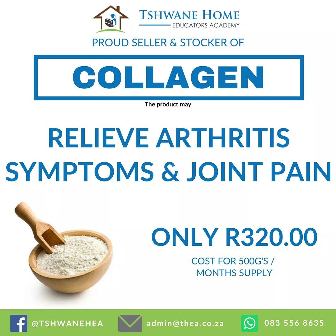 COLLAGEN - RELIEVE ARTHRITIS SYMPTOMS &amp; JOINT PAIN

Order here: form.myjotform.com/80182263119553

Why Collagen?
Collagen is a major component of the human body and holds all living tissues together. 

See more at: <a href="/TshwaneHEA/">Tshwane Home EDU</a>