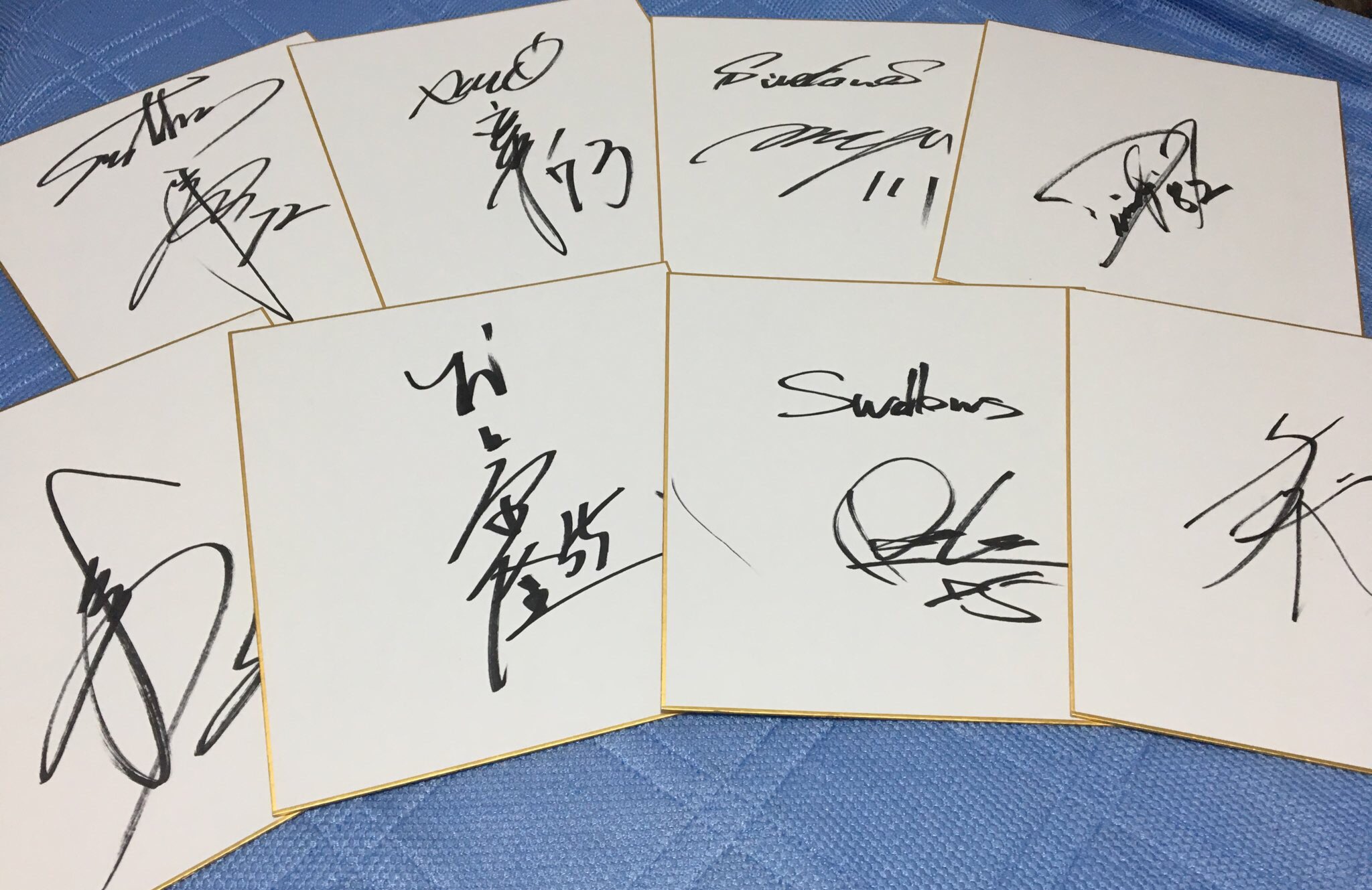 Riku 18 7 24 ヤクルト戸田球場 色紙 小野寺 福地 江村 ユウイチ 野田 村上 森岡 久古 選手又はコーチ ユニ 山田遥楓 鈴木将平 廣岡大志 選手 今日はサインありがとうございました あと遥楓さんからサイン貰うときユニフォームを引っ張るの