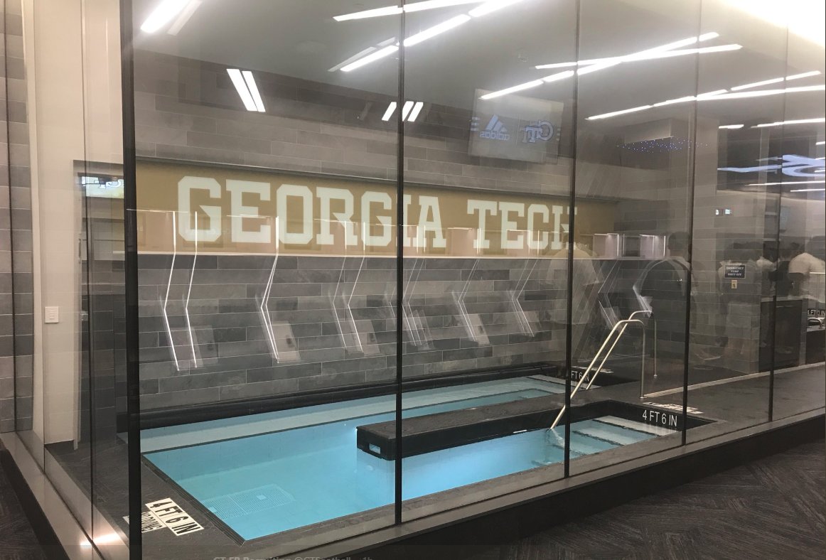 SLAMSportsArch's tweet photo. Big reveal of Georgia Tech's new locker room this morning!  #creatingthenext @GeorgiaTechFB @GTAthletics https://t.co/w7eJU8Erpi