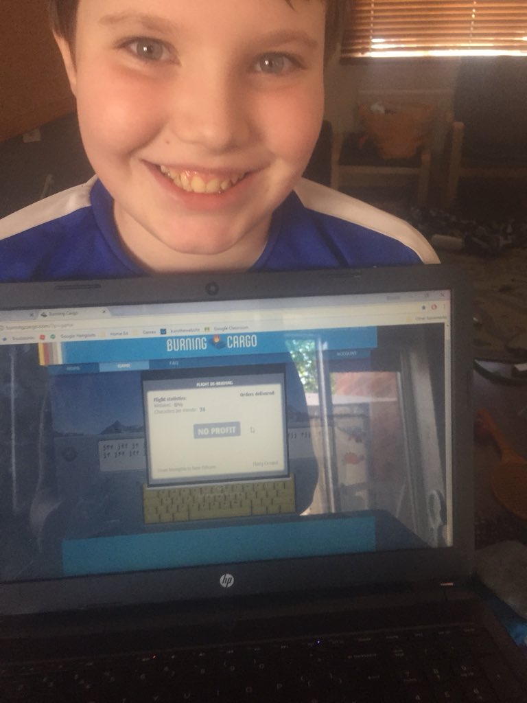 KatBroon's tweet photo. #HomeEdHour We’ve been up in Scotland visiting family this month and Big Yin has been working on his touch typing on Burning Cargo (amongst other things). https://t.co/NfiGpmPghp