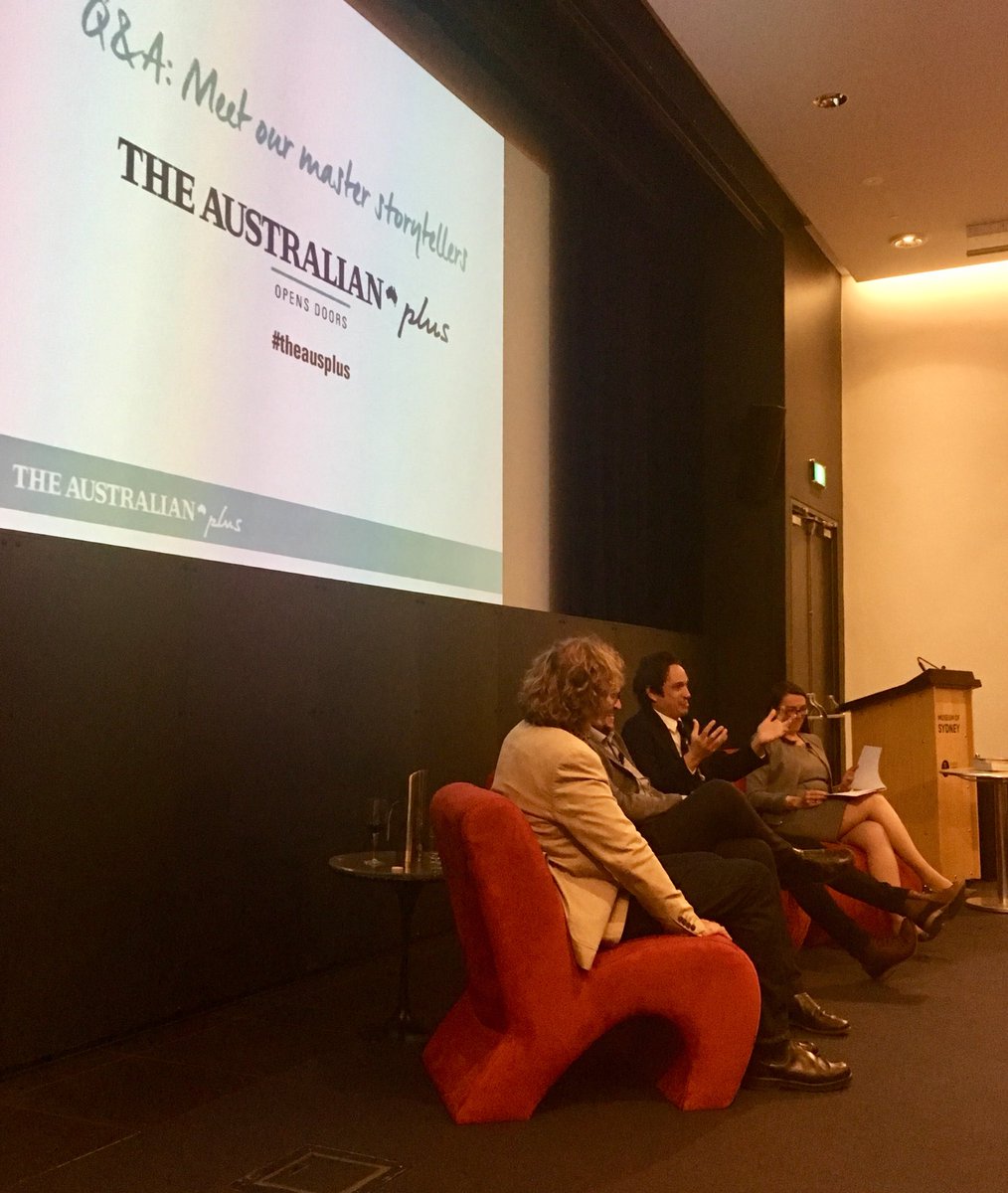 HarperCollinsAU's tweet photo. A great night with three excellent storytellers from @australian @TrentDalton @SquigglyRick @James_Jeffrey #BoySwallowsUniverse #theausplus https://t.co/GzoY7XqPwh