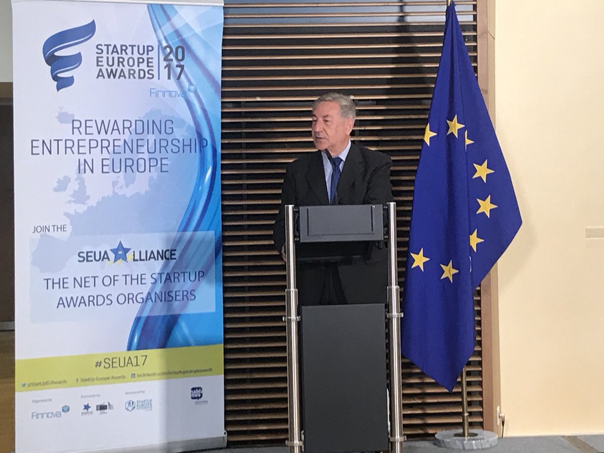 StartUpEU's tweet photo. “There are three barriers to #startups in #EU: networking, financing and talent” by @KarmenuVella today #SEUA17 Startup Europe Awards #green and #water category cc @GabrielMariya @Moedas @Ansip_EU https://t.co/8pQyCxPIoL