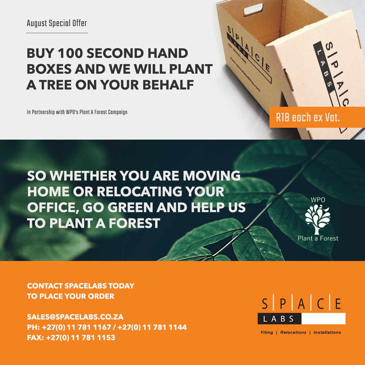 SpacelabsZA's tweet image. 🌳🌳 August Special Offer | Buy 100 second hand boxes and we will plant a tree on your behalf 🌳🌳 Contact us to order sales@spacelabs.co.za