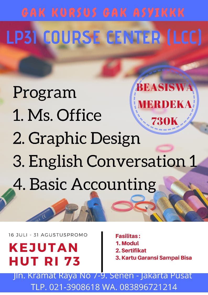 LCC_Kramat's tweet photo. Meriahkan HUT RI ke-73th bareng LCC Kramat.. dapatkan Beasiswa Merdeka sebesar 730K untuk program kursus reguler.. untuk info chat mimin ajah yah kak https://t.co/DQy3yctzg9