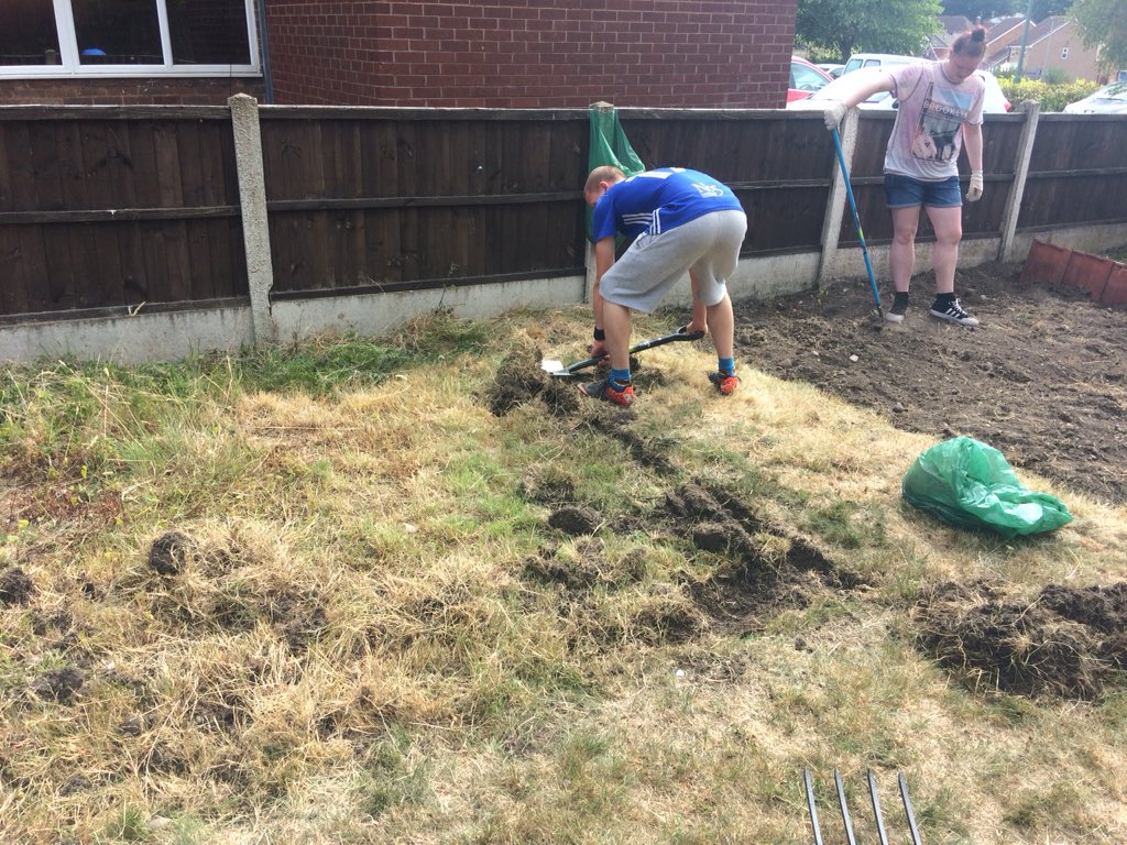 Day 2 Prince’s Trust Team 383 creating allotments for #ryecroftcommunityhub #teamwork