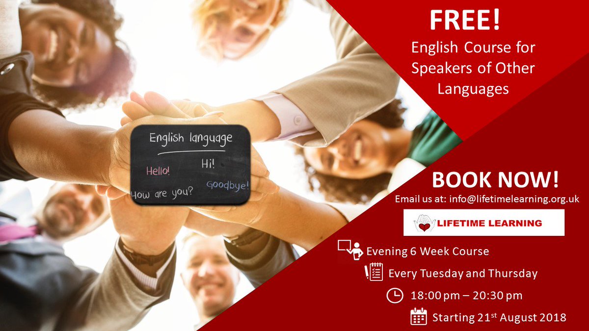 Do you want to improve your English for FREE? 
Join us from 21 August to 2 October!

Click on the link for more information:
lifetimelearning.org.uk/courses/free-e…

#free #freecourse #English #writing #reading #speaking #listening #dontbelate!