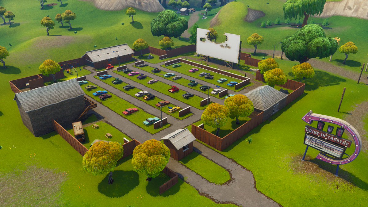 fortnite news lootlake net on twitter risky reels drive in section has been tidied up and is almost ready to screen the upcoming fortniteblockbuster - fortnite ready screen