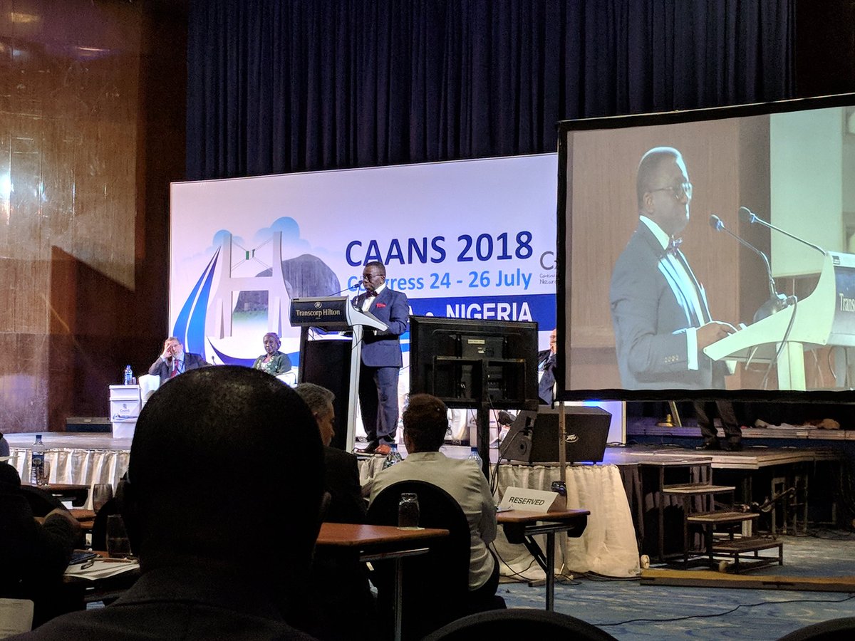 EKNduom's tweet photo. The Nigerian Health Minister, Professor Adewole, addressing the @2018Caans meeting on behalf of the president of Nigeria 🇳🇬 @youngCAANS #CAANS #CAANS2018 #SNOSSA #SNOSSA2018 @WFNSHQ @FIENEUROSURGERY https://t.co/d3ZrecNFm2