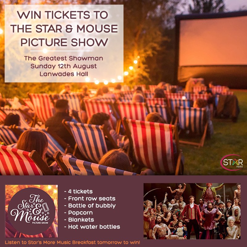 #WIN tickets to see The Greatest Showman on Sunday 12th August at <a href="/Lanwades_Hall/">Lanwades Hall</a> thanks to The <a href="/StarandMouse/">Star & Mouse</a> Picture Show! 🎥

There'll be complimentary bubbly, popcorn &amp; more!  

Listen to Star's More Music Breakfast tomorrow to enter! More details at: starradioonline.com/win