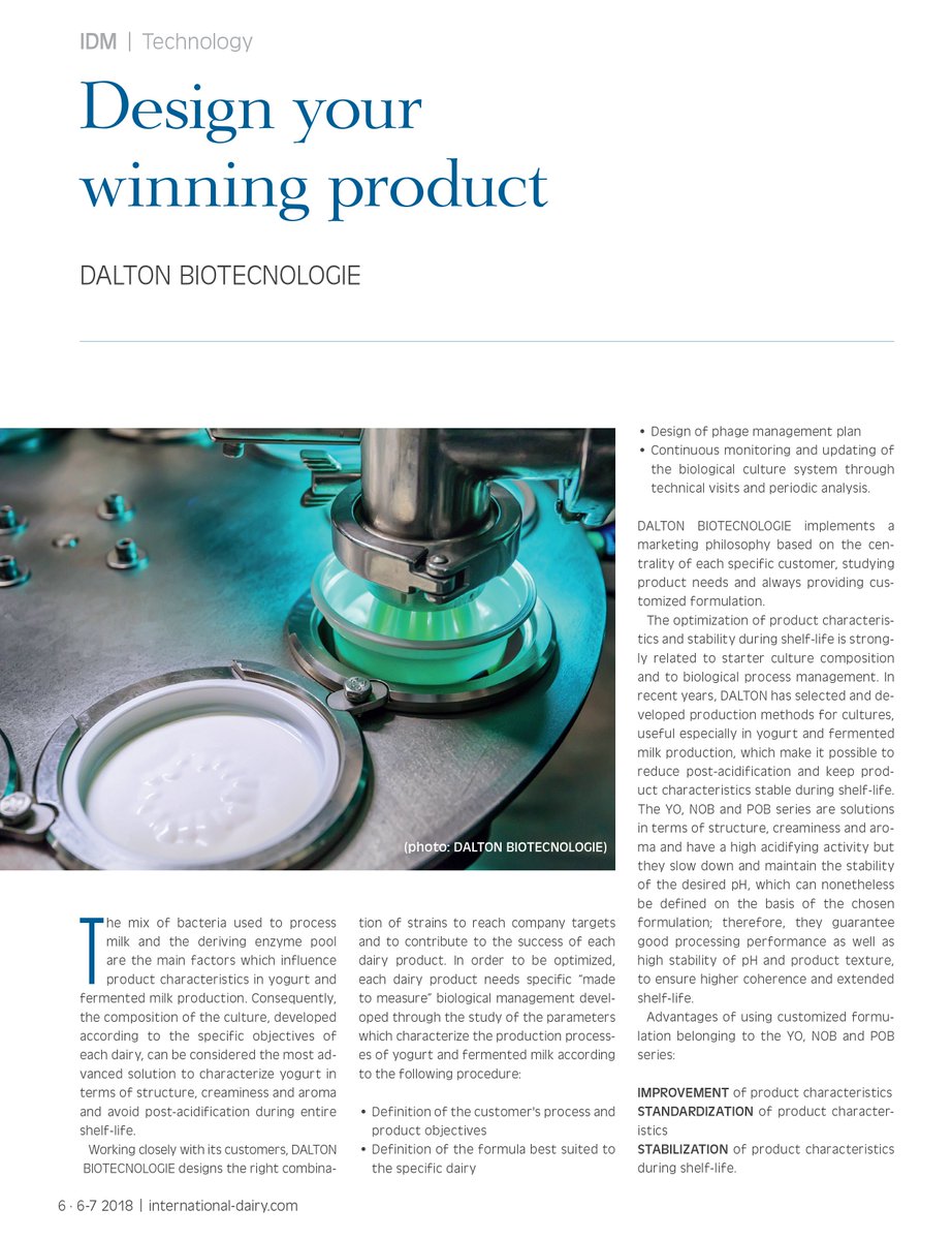 dalton_bio's tweet photo. Take a look to @dalton_bio proposal for yogurt and fermented milk on IDM International Dairy Magazine issue July 2018! https://t.co/bHIw1gHNP3