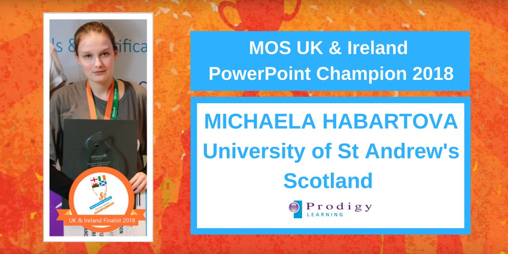 CertMatters's tweet photo. Get to know our #MOS4N Champions 2018
Flying to @Certiport #MOSWC in Orlando, Florida on Saturday to represent UK & Ireland in @microsofteduk PowerPoint Category is …
Michaela Habartova, @univofstandrews
Read a bit about Michaela in this article:https://t.co/mnGNKtyu4A https://t.co/E3vOzxudDN