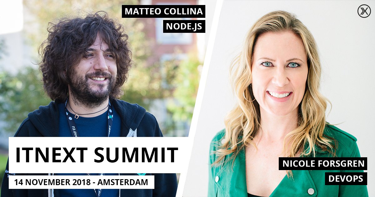 RT <a href="/ITNEXT_io/">ITNEXT</a>: Got your tickets for the #ITNEXT Summit yet? You'll be able to see experts like <a href="/nicolefv/">dr. nicole forsgren</a> and <a href="/matteocollina/">Matteo Collina</a> in action. Take a look at the awesome #startups at our #startuparea. itnextsummit.com