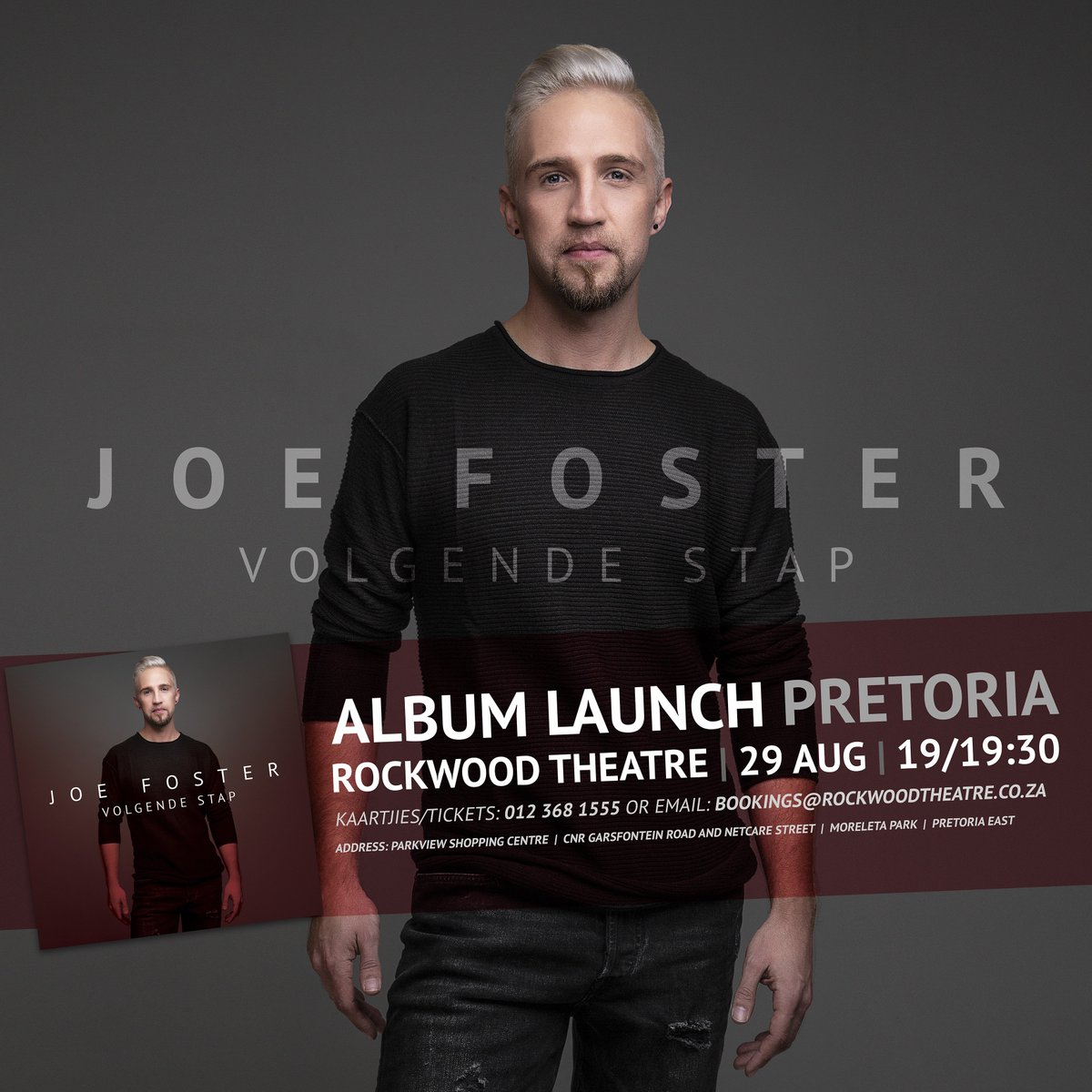 Hi Vriende! My #AlbumLaunch is volgende maand, die 29 Augustus by <a href="/RockwoodTheatre/">Rockwood Theatre</a> Pretoria. Ek is super opgewonde, so moenie dit mis nie. Vir Kaartjies klik hier: bit.ly/2A5FI3h