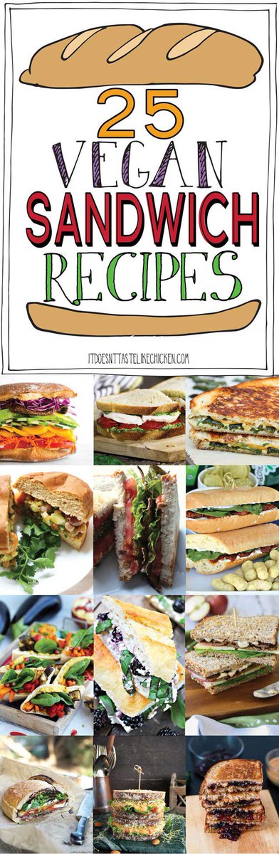 25 Vegan Sandwich Recipes! (Thread) 
Great for work, home, tea, lunch, anytime! 
Be kind, be vegan! 
#GoVegan #vegan #KindnessMatters #TheNewNormal
#veganfood #foodporn #sandwiches #RecipeOfTheDay 

itdoesnttastelikechicken.com/25-vegan-sandw…