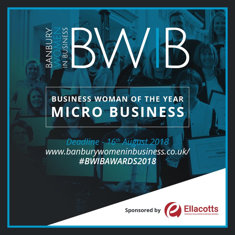 Do you know a #businesswoman that has gone beyond the call of duty to benefit your micro business through their efforts?

Nominate them for 'Business Woman of the Year – Micro Business Award' in the #BWIBAwards2018 <a href="/Ellacotts/">Ellacotts</a>. Deadline 16 August. #Banbury
banburywomeninbusiness.co.uk/awards/busines…