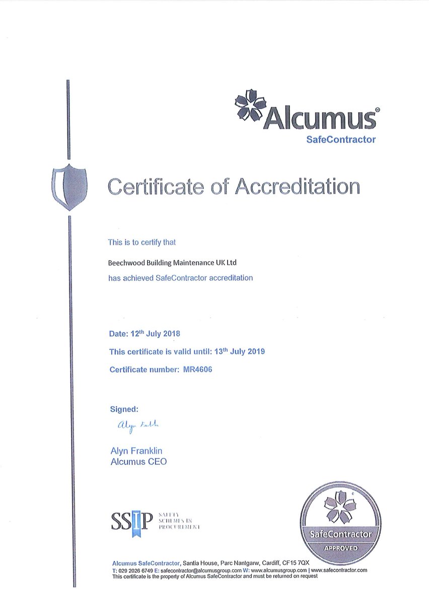 Delighted to have achieved @safe_contractor accreditation for another year.