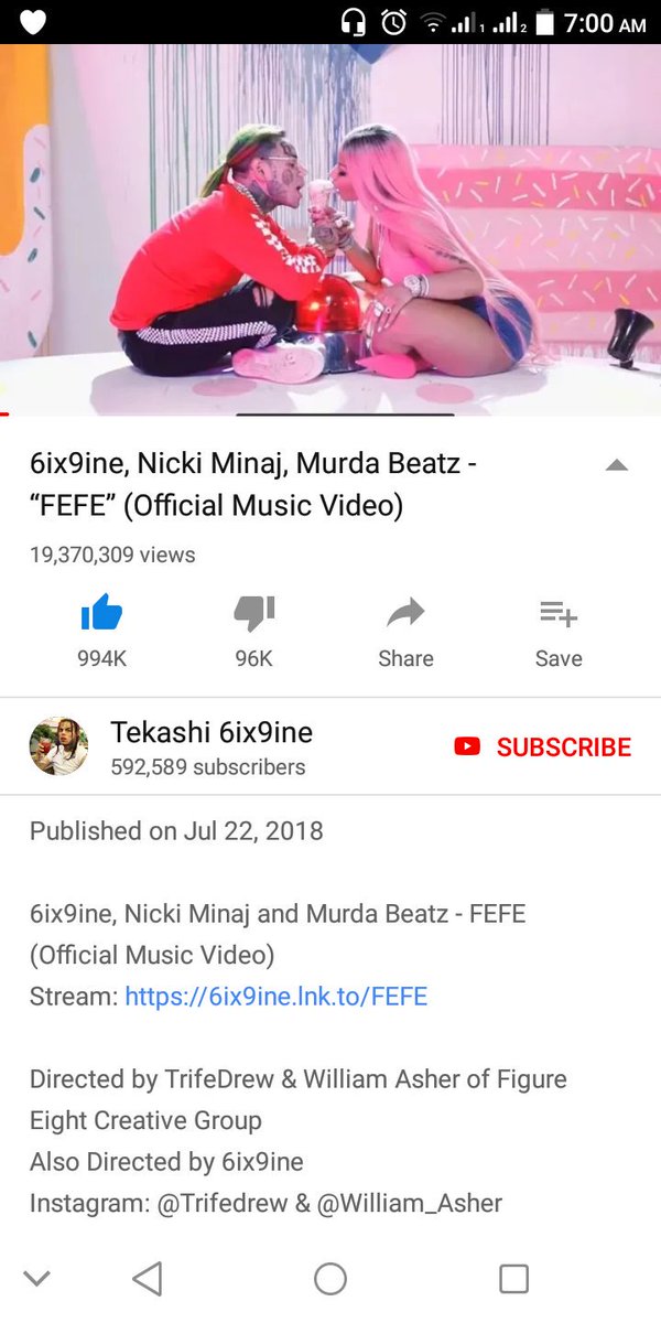 Heyo_Kiki's tweet photo. I thought I'd do 15 milli by the time I woke up but wow. We got our selves a hit. #Queen knew what she's about. #FEFEMusicVideo #FEFE https://t.co/I15fYTJWbw
