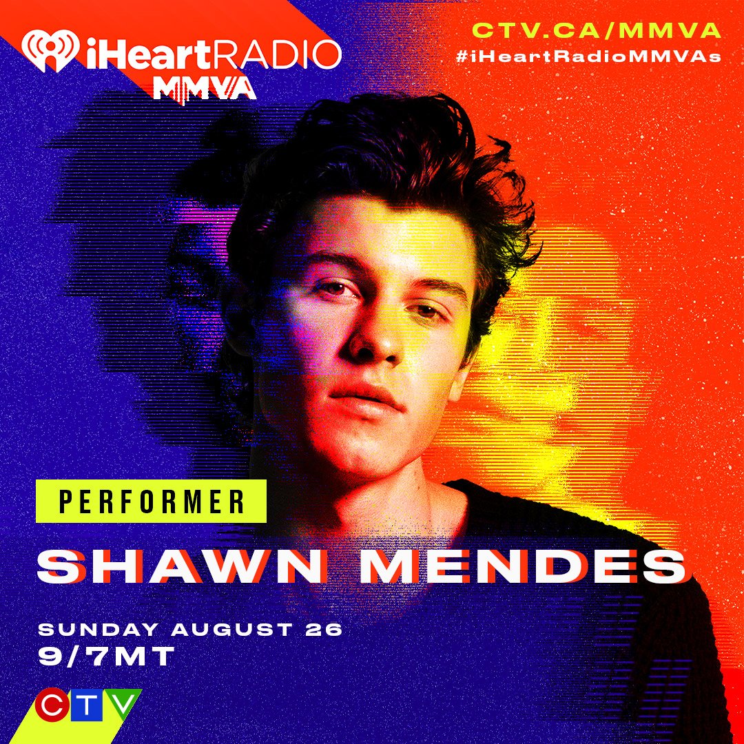 iHeartRadioCA's tweet photo. You didn't think the surprises were over yet did you? @ShawnMendes PERFORMS at the #iHeartRadioMMVAs WATCH LIVE on Sun August 26 9/7mt on @CTV and listen on iHeartRadio! https://t.co/Xybq9JngwE