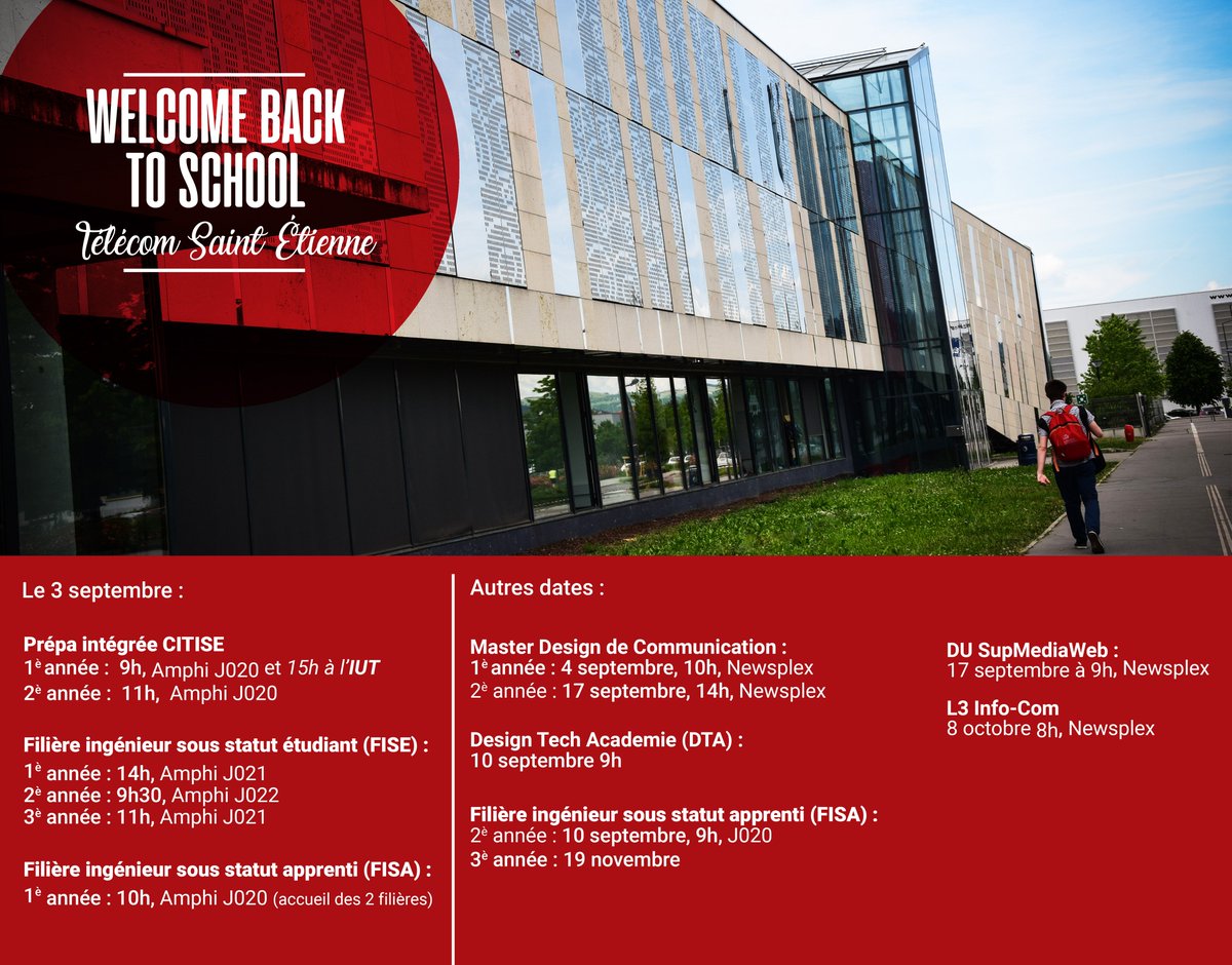 TelecomStE's tweet image. #Rentrée2018 : toutes les dates de rentrée pour nos étudiants #ingénieurs #communicants #développeursweb ! 🎒🎓