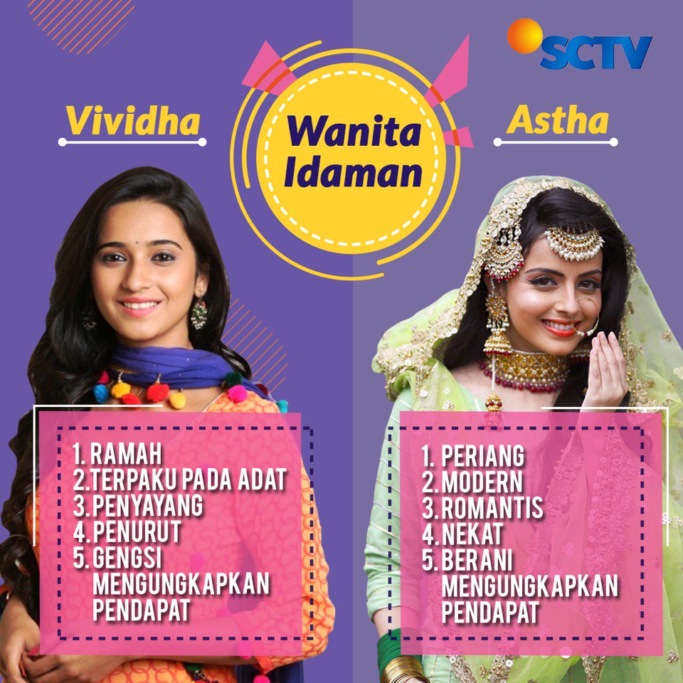 SCTV's tweet photo. SCTV Fevers, siapa nih yang jadi wanita idamanmu? Vividha (@imsurveshivani) atau Astha (@shrenuparikh11)? Kasih tau mimin alasannya dong~
#InikahCintaSCTV
#SelamanyaCintaSCTV
#GueNontonSCTV https://t.co/r4JdGEt4us