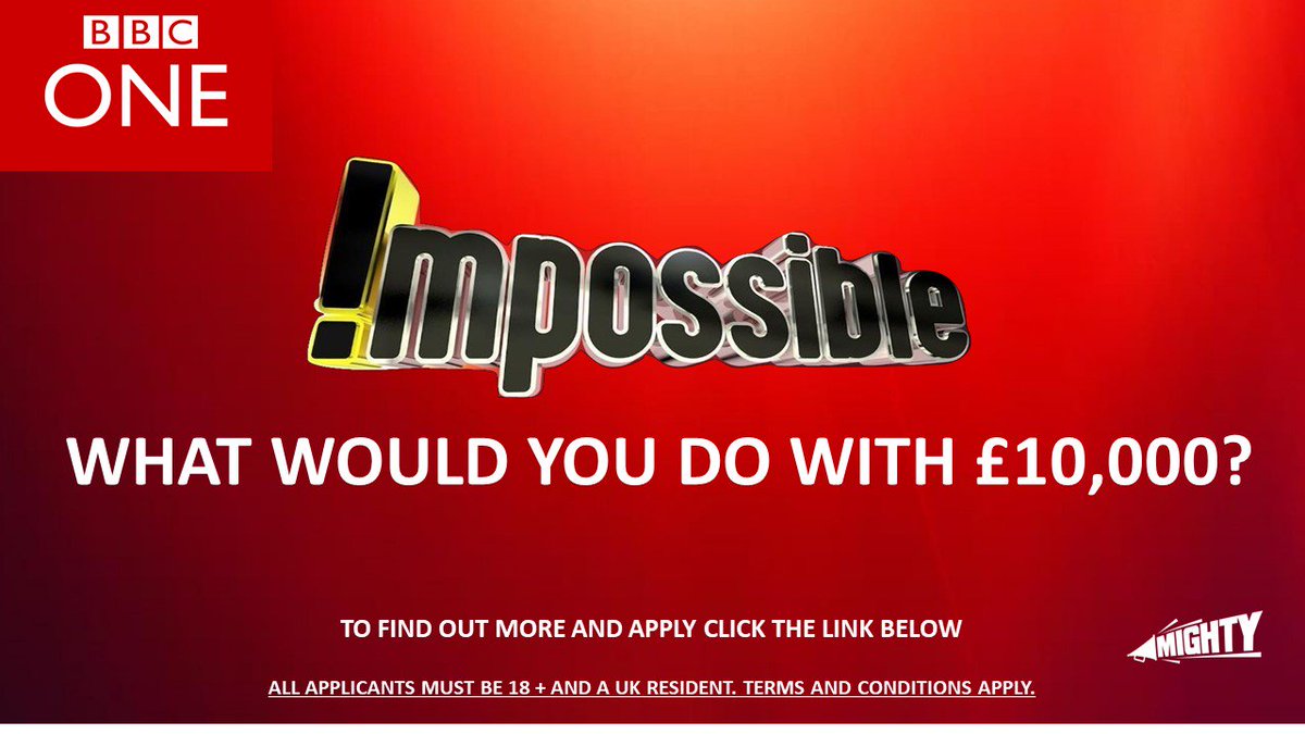Hi <a href="/FlickCasting/">@flickcasting</a> Would you mind RT'ing? Applications for Series 5 of Impossible, hosted by Rick Edwards are OPEN! What would you do with the £10,000 jackpot? We are looking for fun, exciting and diverse characters - apply here: surveymonkey.co.uk/r/IMPOSS5