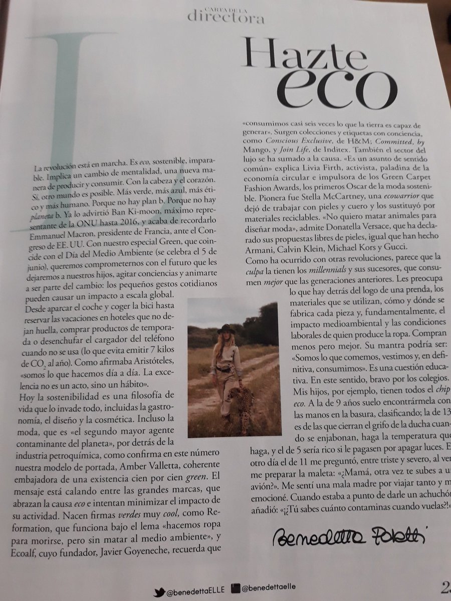 monicapedrlan's tweet image. #ELLE moda sostenible, ECO la revolución está en marcha. Una moda respetuosa con el planeta porque no hay plan B. #millenials #modaeco #moda sostenible #imparable