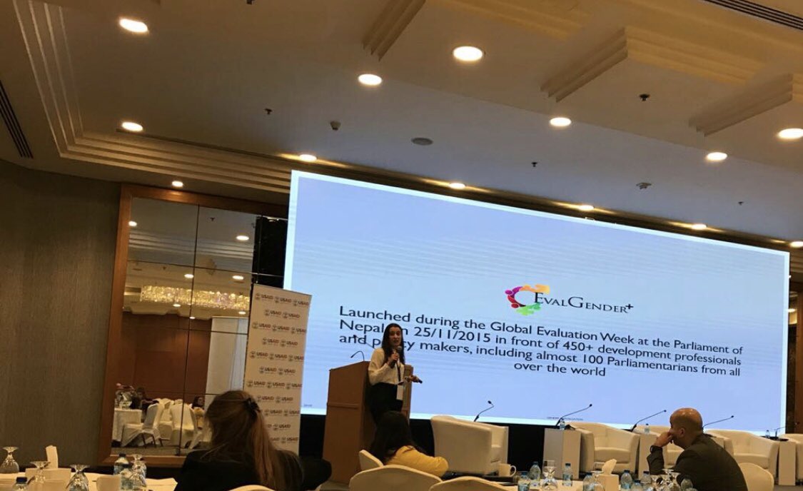 eval_jordan's tweet photo. @AbeerHakouz delivered a presentation about EvalGender+ initiative and the global efforts ensure gender responsive evaluations. #MELConference2018 #IOCE #VOPEs https://t.co/9KrhN7c50B