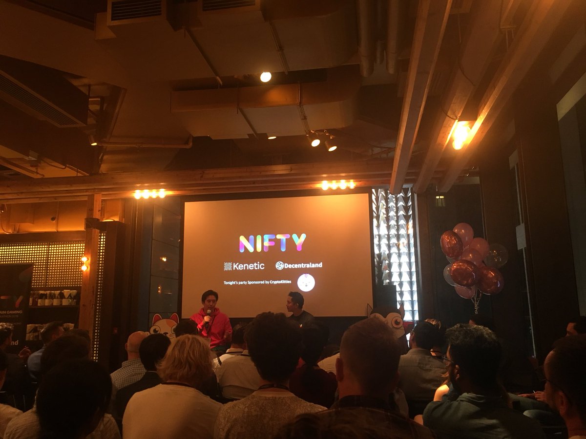 keccaak's tweet photo. @BennyGiang introducing #cryptokitties at #nifty https://t.co/ixiAANctwa