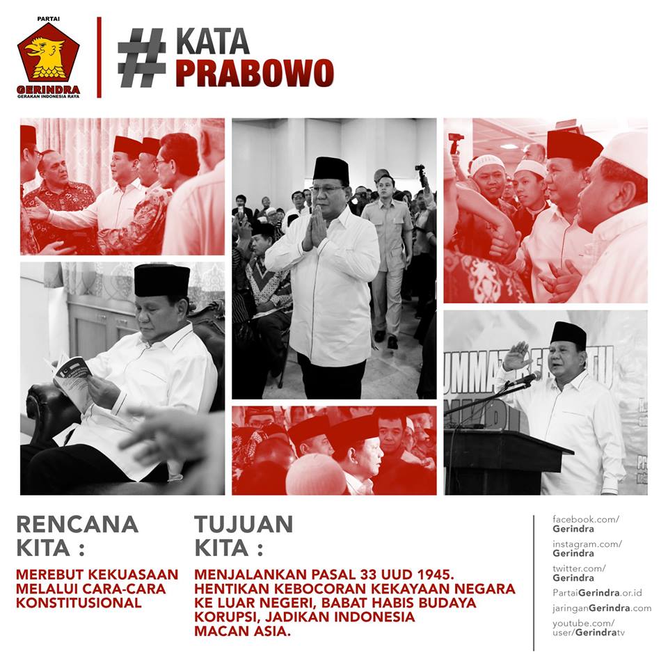 “Politik pada hakikatnya adalah jalan untuk mengubah nasib suatu bangsa ke arah yang lebih baik” - <a href="/prabowo/">Prabowo Subianto</a> #KataPrabowo facebook.com/gerindra/photo…