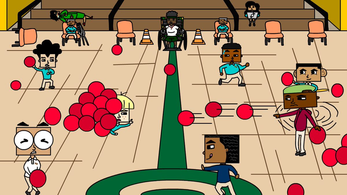 SweetToothShow's tweet image. “Dodgeball is like war” -Coach WheelChair