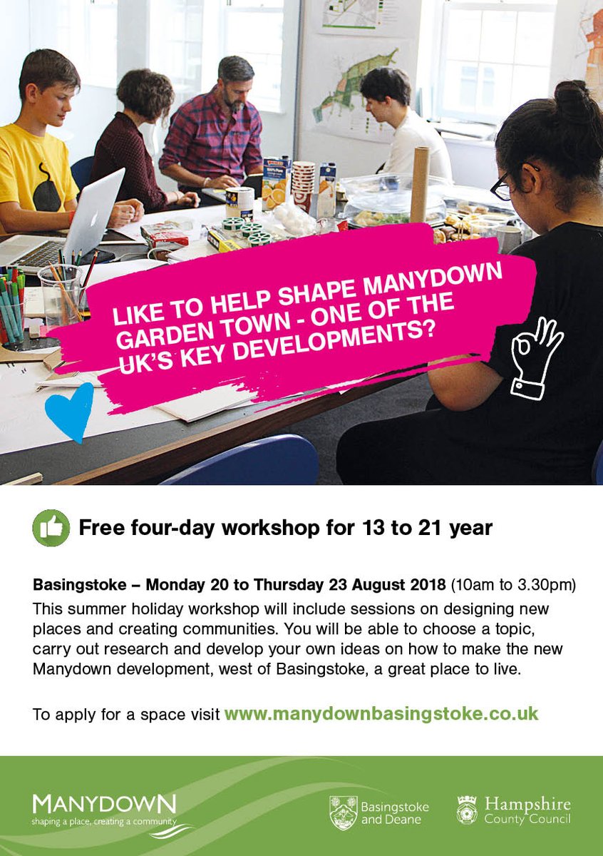 Free summer youth workshop for 13 to 21 year olds! Follow the link to apply for a space: manydownbasingstoke.co.uk