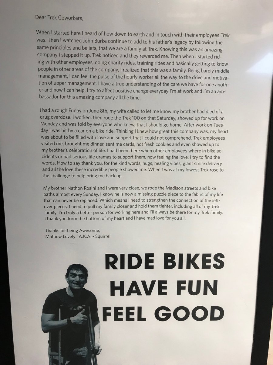 JBTrek08's tweet image. Yesterday morning I got to Trek early after being on the road for a couple of weeks.  I walked into the Cafe and saw this note posted on the wall by Matthew Lovely who’s is the Chef at Trek.  If you want to know the secret to Trek’s success read this note.