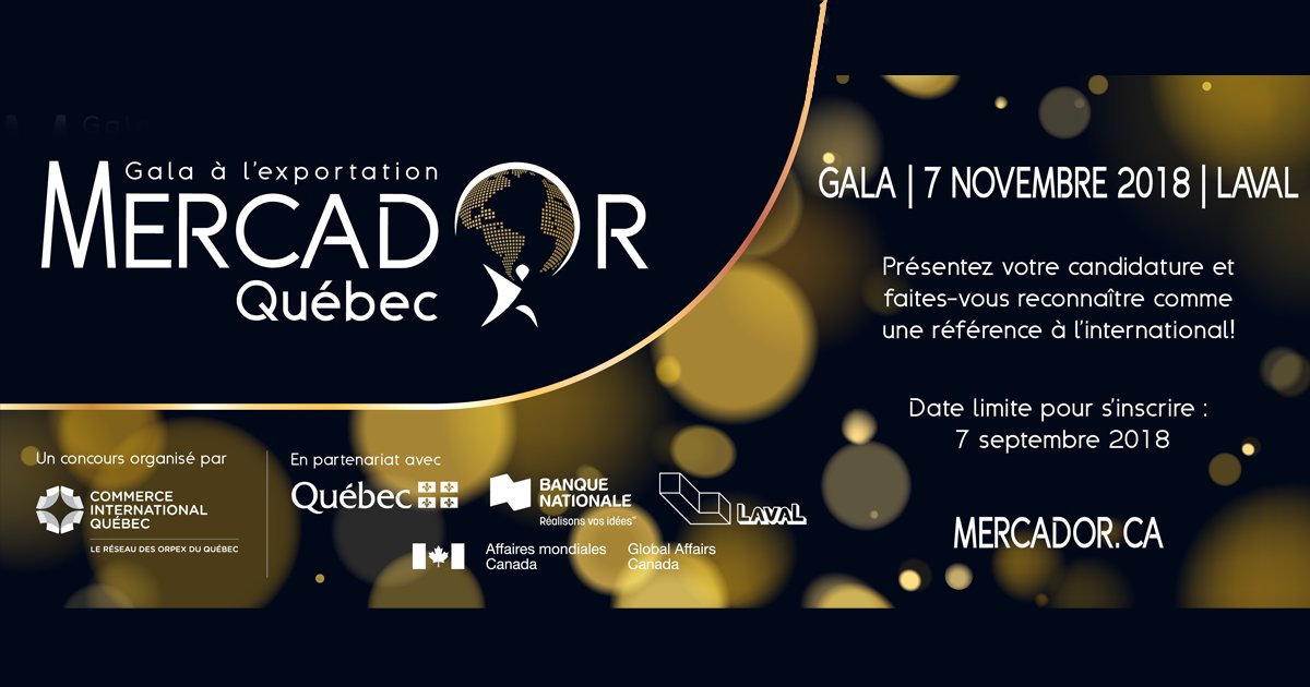 quebecintl's tweet photo. Soumettez votre candidature au gala #MercadOrQuebec 2018 pour recevoir reconnaissance, notoriété, crédibilité et visibilité à l'échelle nationale. Pour en savoir plus sur les diverses catégories et leurs critères : https://t.co/B2dldPP9IQ https://t.co/oathiLVDiK