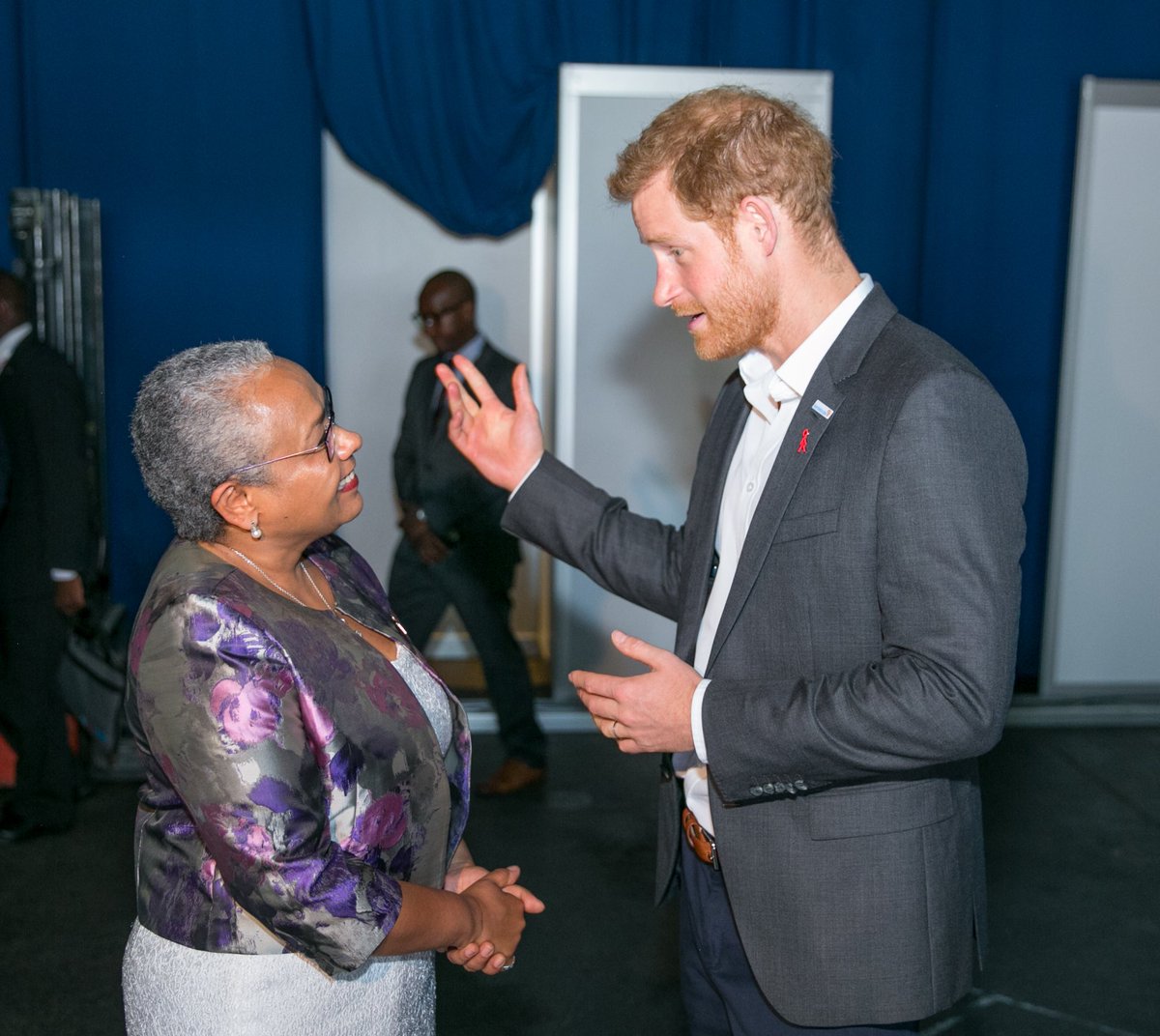 FirstLadyKenya's tweet photo. Met with Prince Harry, the Duke of Sussex during the launch of MenStar Coalition, a US dollars 1.2 billion initiative to fight AIDS in Sub Saharan Africa #AIDS2018 | @KensingtonRoyal @BeyondZeroKenya https://t.co/Y6HjUIezqO