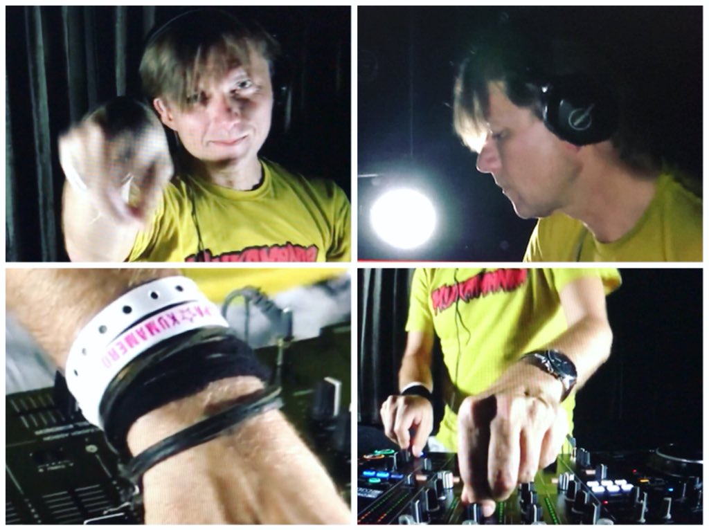 mon_kuma's tweet image. 現在DOMMUNEに出演中のマイク・ヴァン・ダイク。今日もBESPA☆KUMAMEROリストバンドをつけてくれてる（嬉）24時までDJしてるよ。
#DOMMUNE #mijkvandijk #mvdjpn #bespakumamero #くまメロ