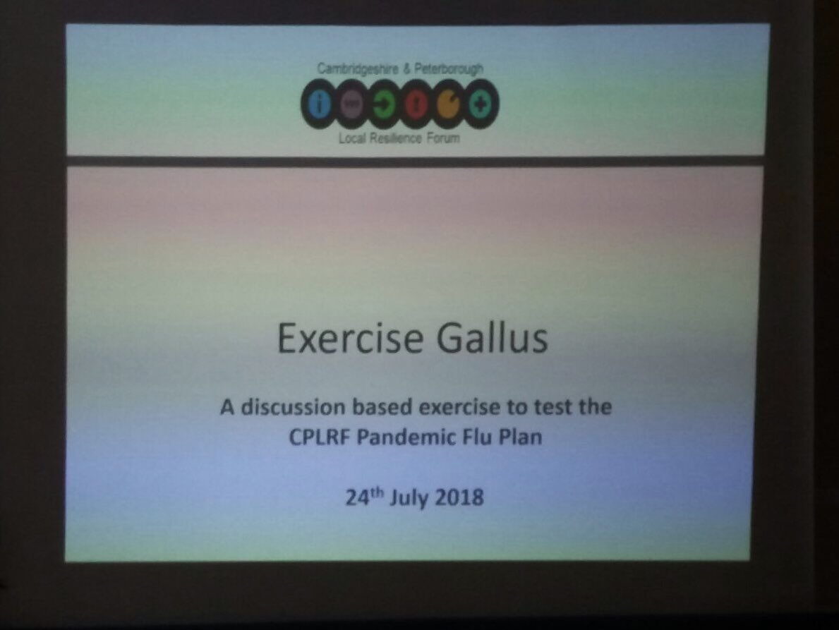 SimonHolmes1's tweet photo. In beautiful Huntingdon & valuable morning representing @BritishRedCross alongside partners taking part in #ExerciseGallus Planning how locally and nationally we can best respond together to a flu pandemic #cplrf Thanks @CambsCC for organising https://t.co/x3za2DeAQM