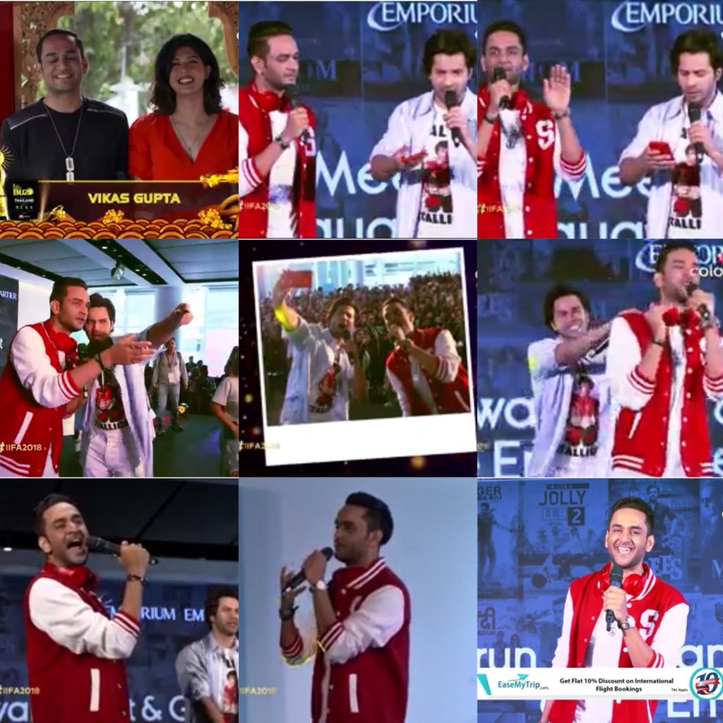 sleepy_moni05's tweet photo. What an energetic performance by @lostboy54 with @Varun_dvn
Sharing stage with varun is bigg achievement π
#Vikasgupta #vikasbuzz #iifabuzz https://t.co/fythQmLUd8