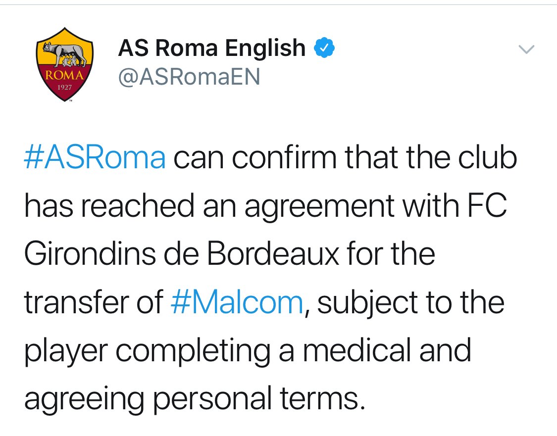 AS Roma English on Twitter: "#ASRoma sporting director Monchi on the controversy surrounding #Malcom [A thread] https://t.co/VX0qBVldTu" / Twitter