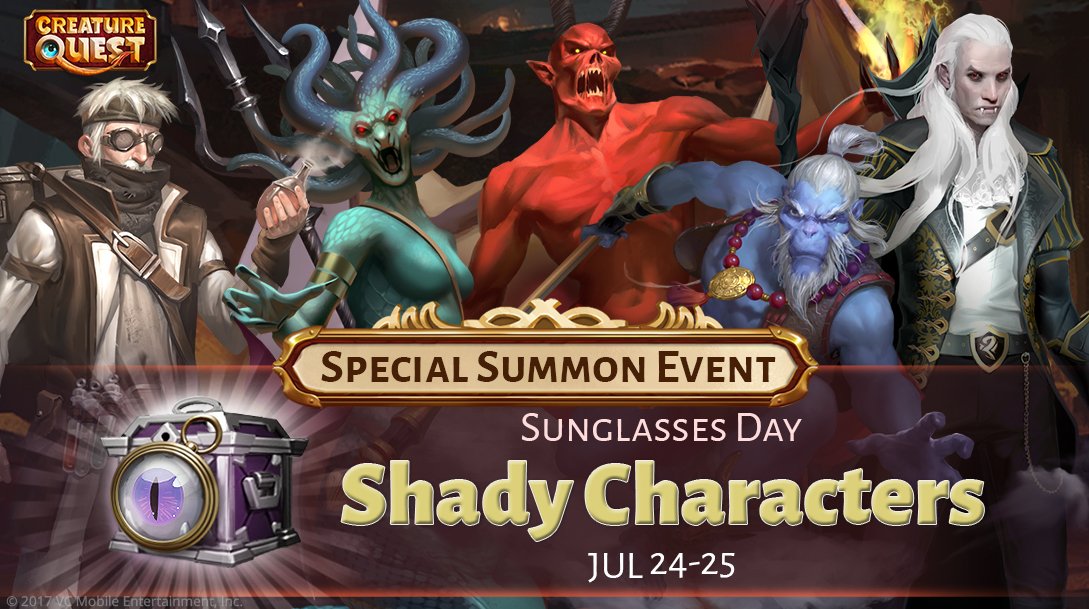 Summon a villainous Creature in the current Surprise Summon Event - Shady Characters! 😎#CreatureQuest #SunglassesDay