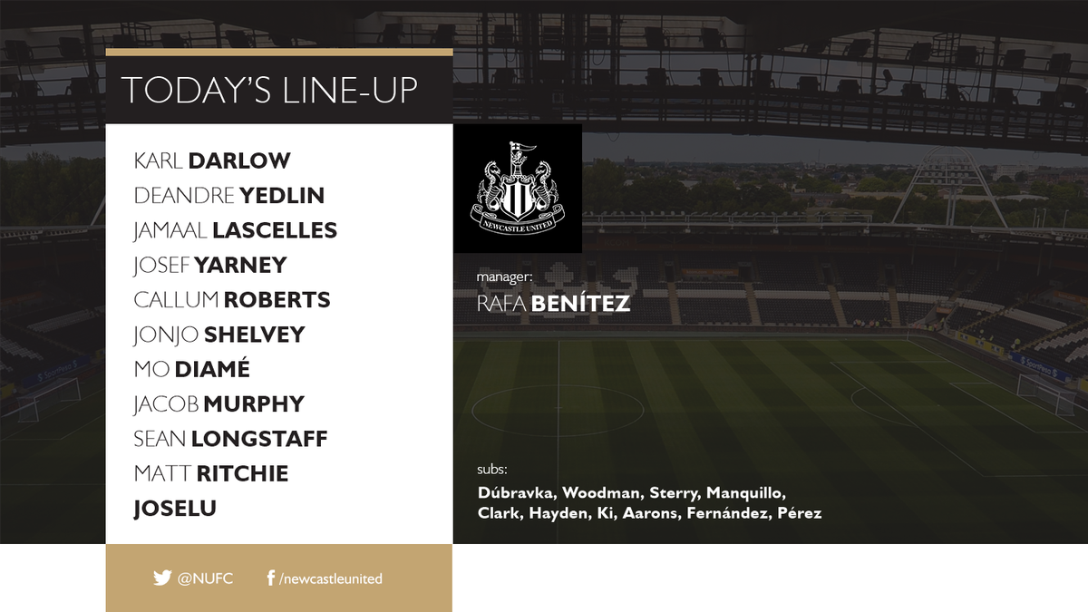 NUFC's tweet photo. TEAM NEWS: Here's how Newcastle United will line up for tonight's friendly at @HullCity. #NUFC https://t.co/gqQrn5RhHn