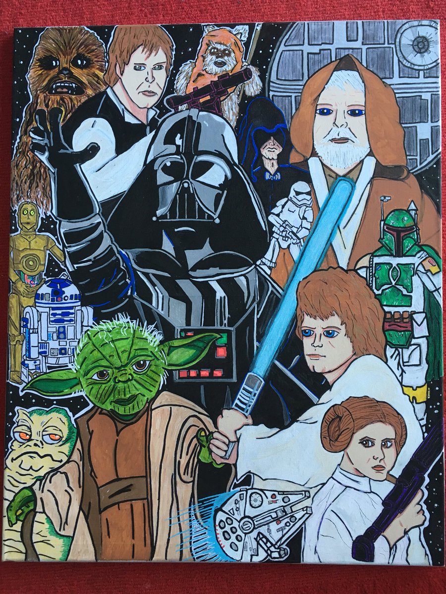 KerrtoonzHats's tweet photo. #starwars canvas using Posca pens @POSCA_Coloring @poscauk @starwars @StarWarsUK @Lucasfilm_Ltd https://t.co/ze58d83Bu5