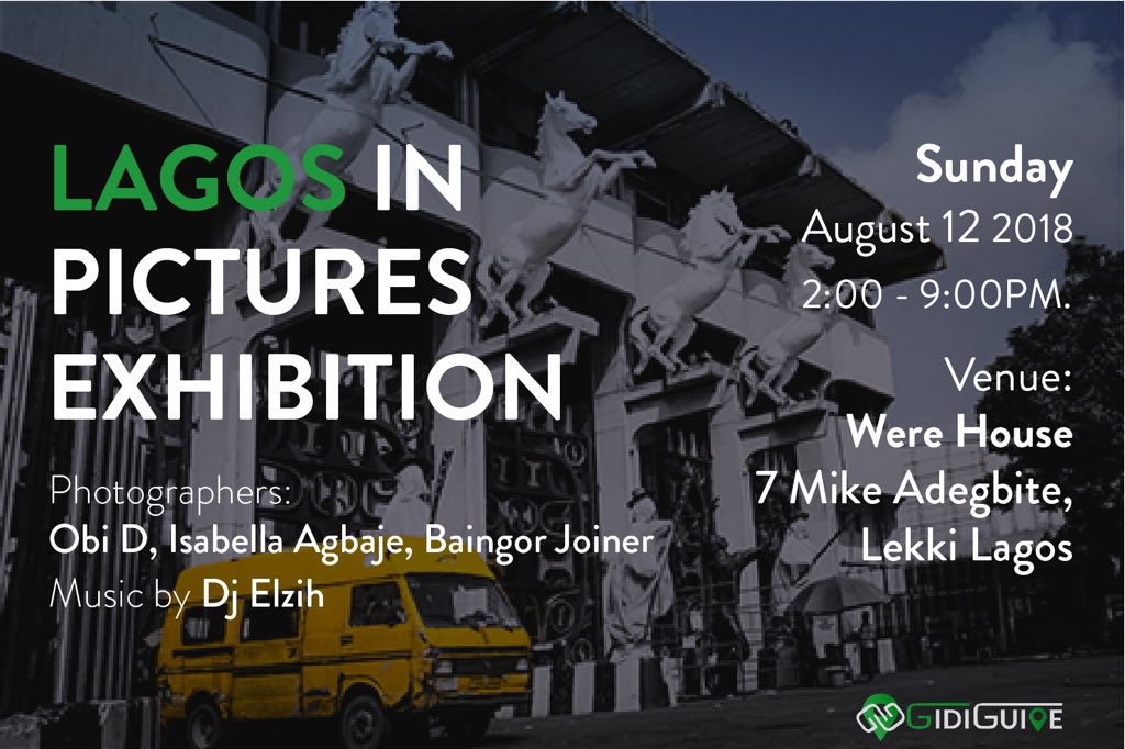 gidiguide_ng's tweet photo. After one year of successfully launching our Lagos In Pictures campaign on Tumblr, we are pleased to invite you all to our exhibition. The campaign which captures life in Lagos in its purest form is aimed at showing the beauty of Lagos to the world.

We look forward to having you https://t.co/a7DRUj08A4