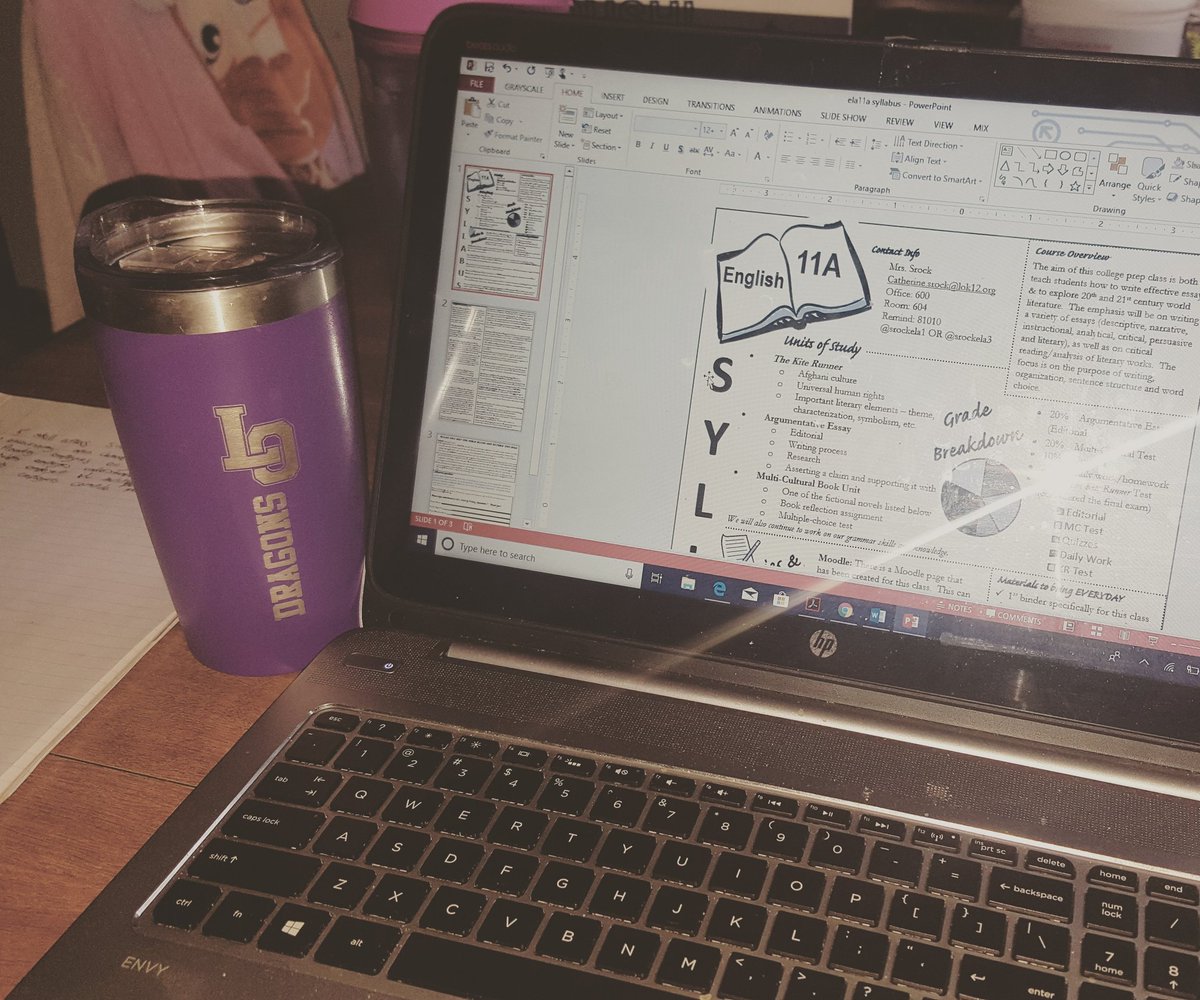 cathy_srock's tweet photo. Trying to make a #visualsyllabus for the first time. Need to print it out and physically see it, so I can make some tweaks, but I'm looking forward to something different. #alwayslearning #alwayschanging #teacherlife #englishteacher #srockela11 #needmorecoffee https://t.co/wNXNVpm28c