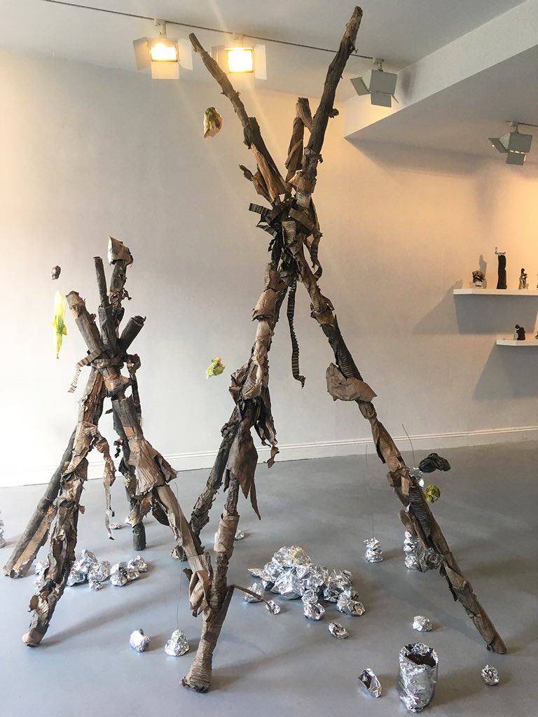 HarrisonHayley's tweet photo. My installation @AngusHughesGY made of 3 series ’11:58:00’, ‘Abacus’ & ‘Kaleidoscope’. I combined & reshaped into new, alternative structures, responding to the space & my latest research.‘Objection’ is on until 05/08 (Fri-Sun 12-6pm) #performanceprops #installation #discarded https://t.co/Qx9mBfCVcm